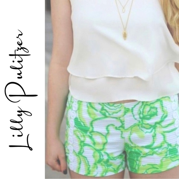 Lilly Pulitzer Liza Heartbreaker Resort White Green Short